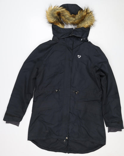 Aubrion Women's Blue UK 14 Long Parka Faux Fur Hooded Coat