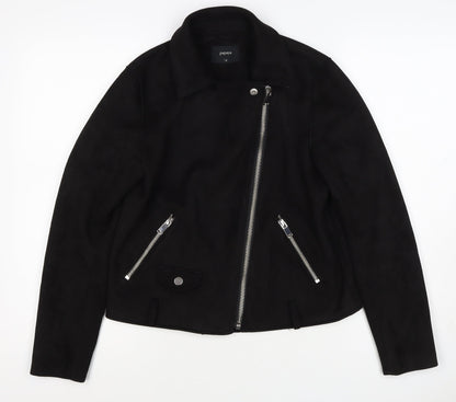 Papaya Women’s Black UK 14 Biker Jacket Faux Suede Zip