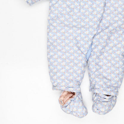 Additional view of Mini Club girls’ blue 3-6m puffer bunny hooded snowsuit