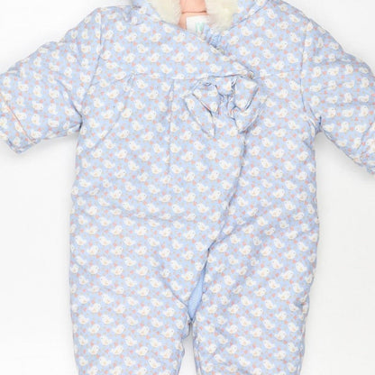 Additional view of Mini Club girls’ blue 3-6m puffer bunny hooded snowsuit