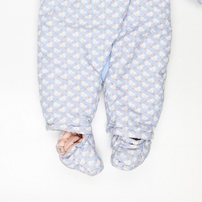 Additional view of Mini Club girls’ blue 3-6m puffer bunny hooded snowsuit