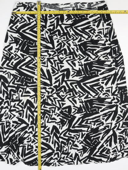 Papaya Women Black White Geometric Long Straight Pencil Skirt UK 20