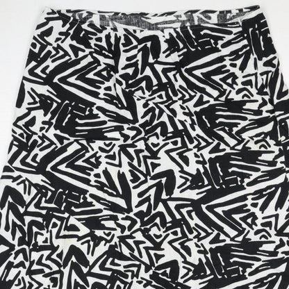 Papaya Women Black White Geometric Long Straight Pencil Skirt UK 20