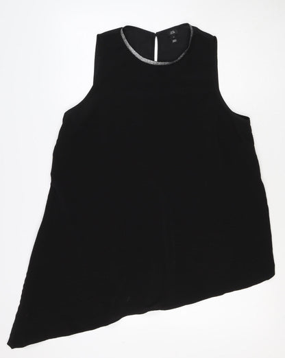 River Island Women Black UK 16 One Shoulder Cape Blouse Silver Trim