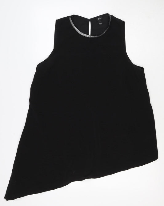 River Island Women Black UK 16 One Shoulder Cape Blouse Silver Trim