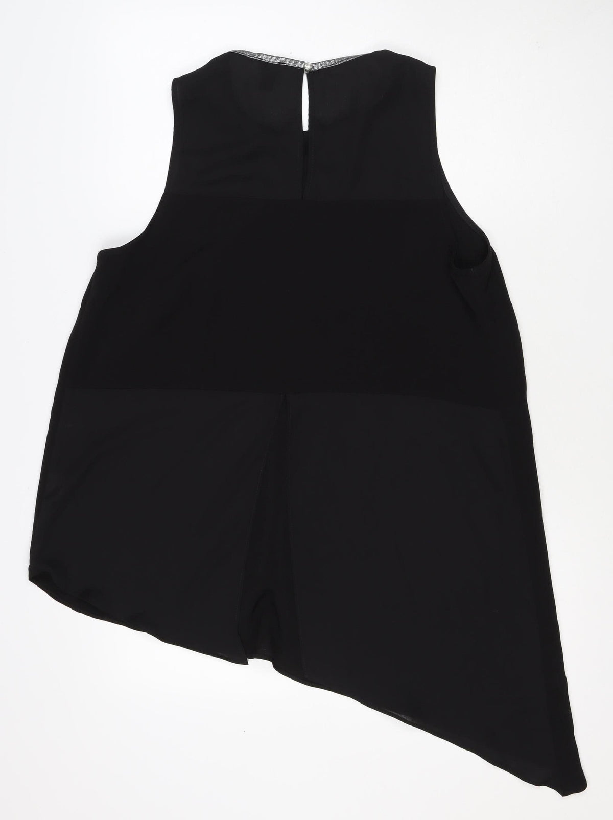 River Island Women Black UK 16 One Shoulder Cape Blouse Silver Trim