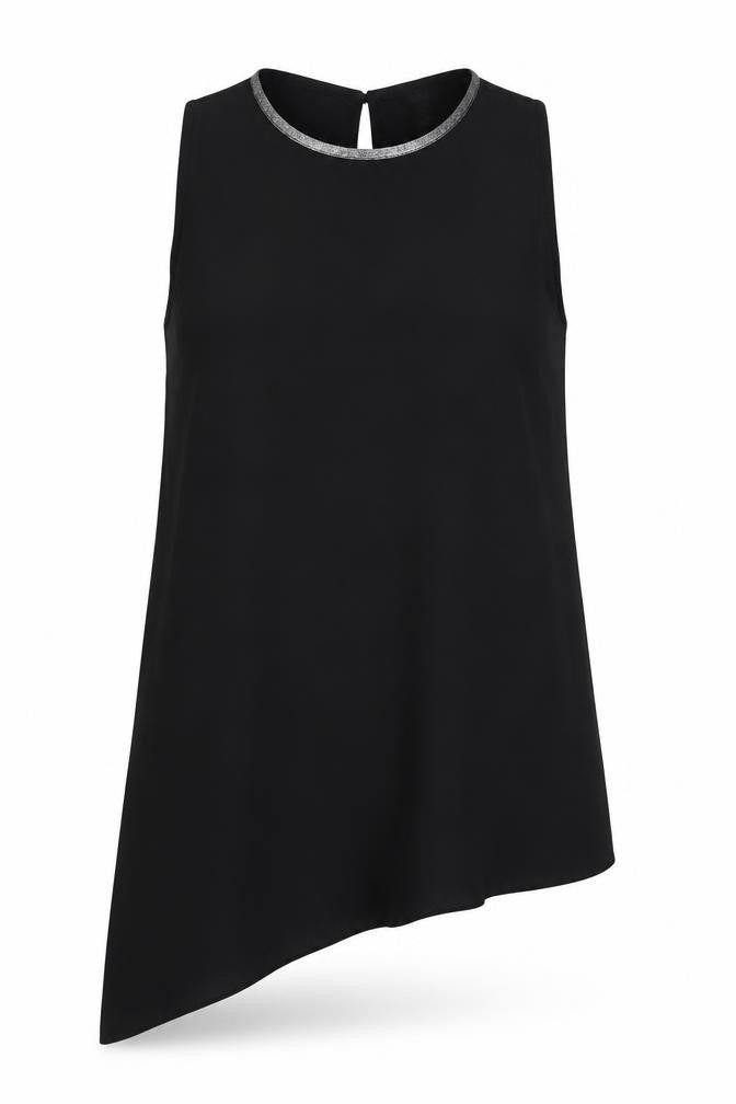 River Island Women Black UK 16 One Shoulder Cape Blouse Silver Trim