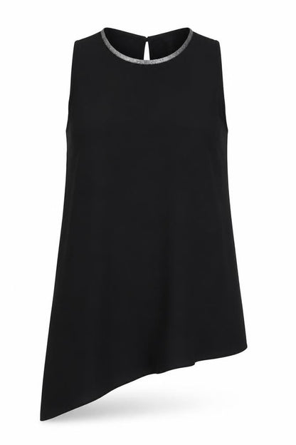 River Island Women Black UK 16 One Shoulder Cape Blouse Silver Trim