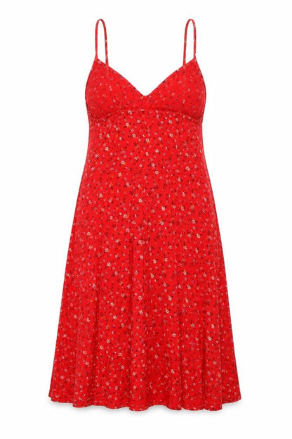 Boohoo Women Red Floral One Shoulder Fit & Flare Dress UK 12