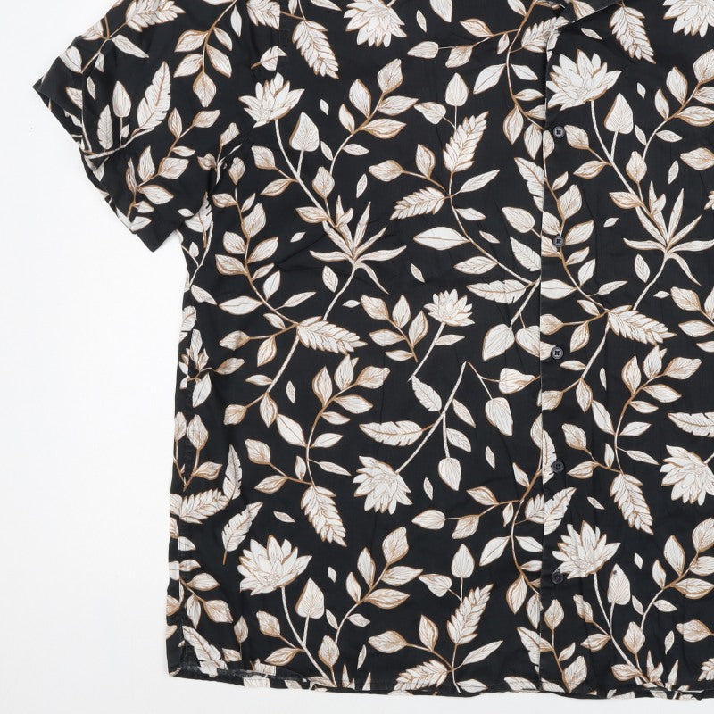 Autograph Men’s Black Floral Short Sleeve Button-Up Shirt 3XL