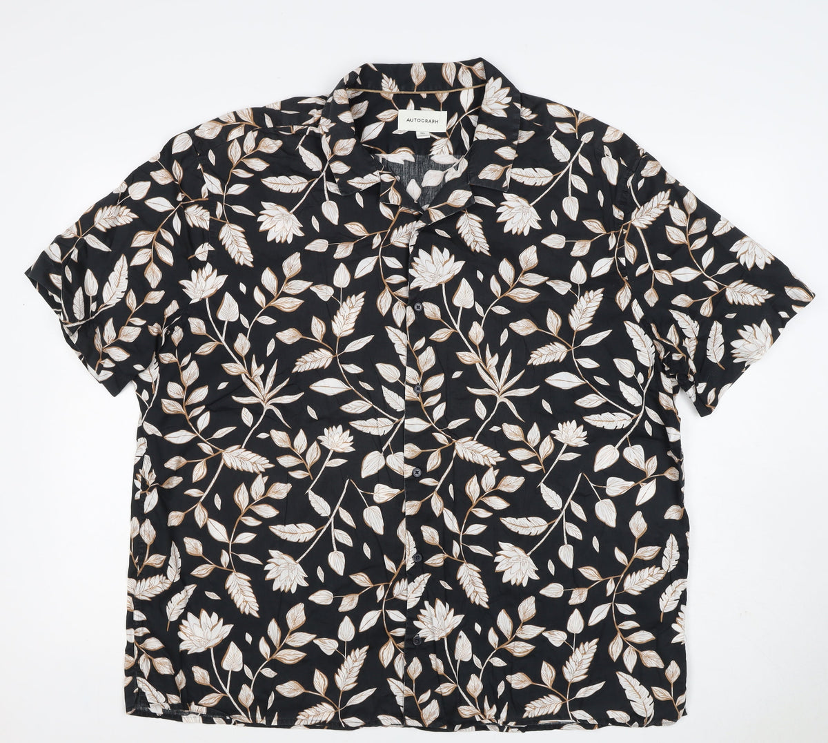 Autograph Men’s Black Floral Short Sleeve Button-Up Shirt 3XL
