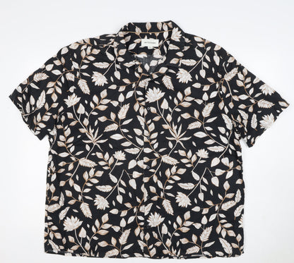 Autograph Men’s Black Floral Short Sleeve Button-Up Shirt 3XL