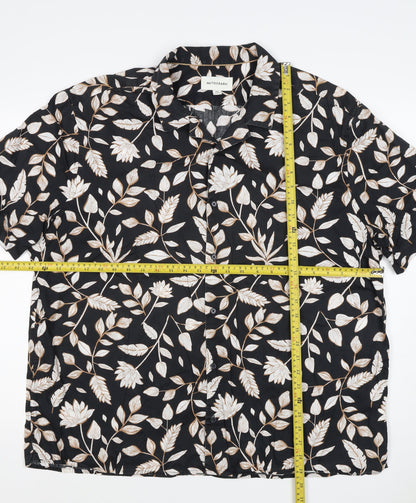 Autograph Men’s Black Floral Short Sleeve Button-Up Shirt 3XL