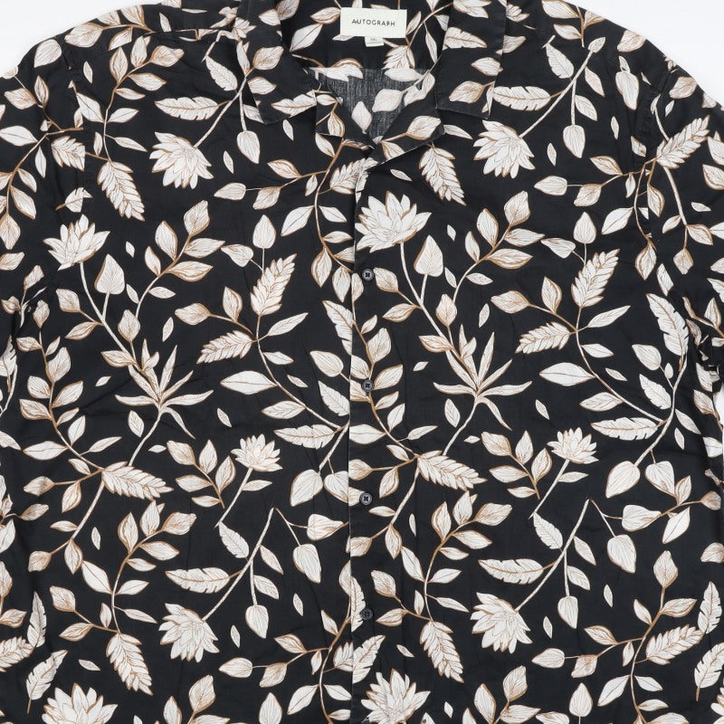 Autograph Men’s Black Floral Short Sleeve Button-Up Shirt 3XL