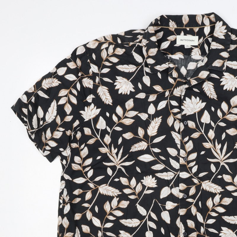Autograph Men’s Black Floral Short Sleeve Button-Up Shirt 3XL