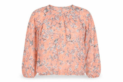 Dorothy Perkins Women Pink UK 14 Floral Bird Sheer Chiffon Blouse