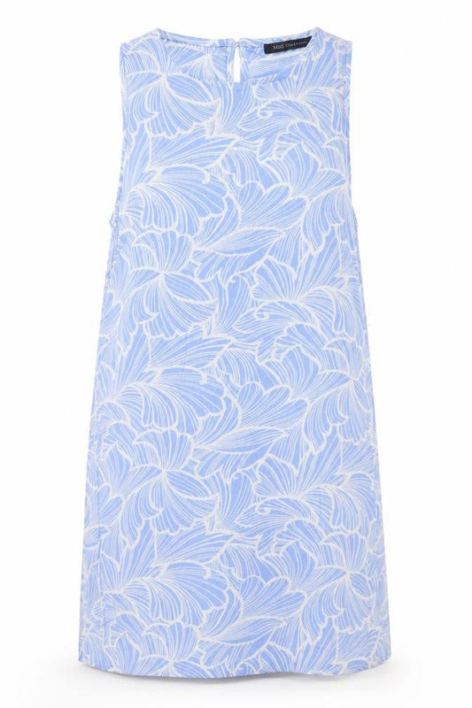 M&S Collection Women’s Blue Floral Linen Blend Fit & Flare Dress UK 14
