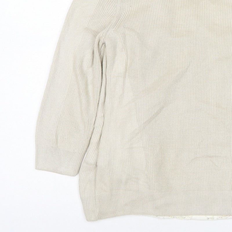 M&S Women’s Ivory Size 10 Open Knit Lace Front Cardigan