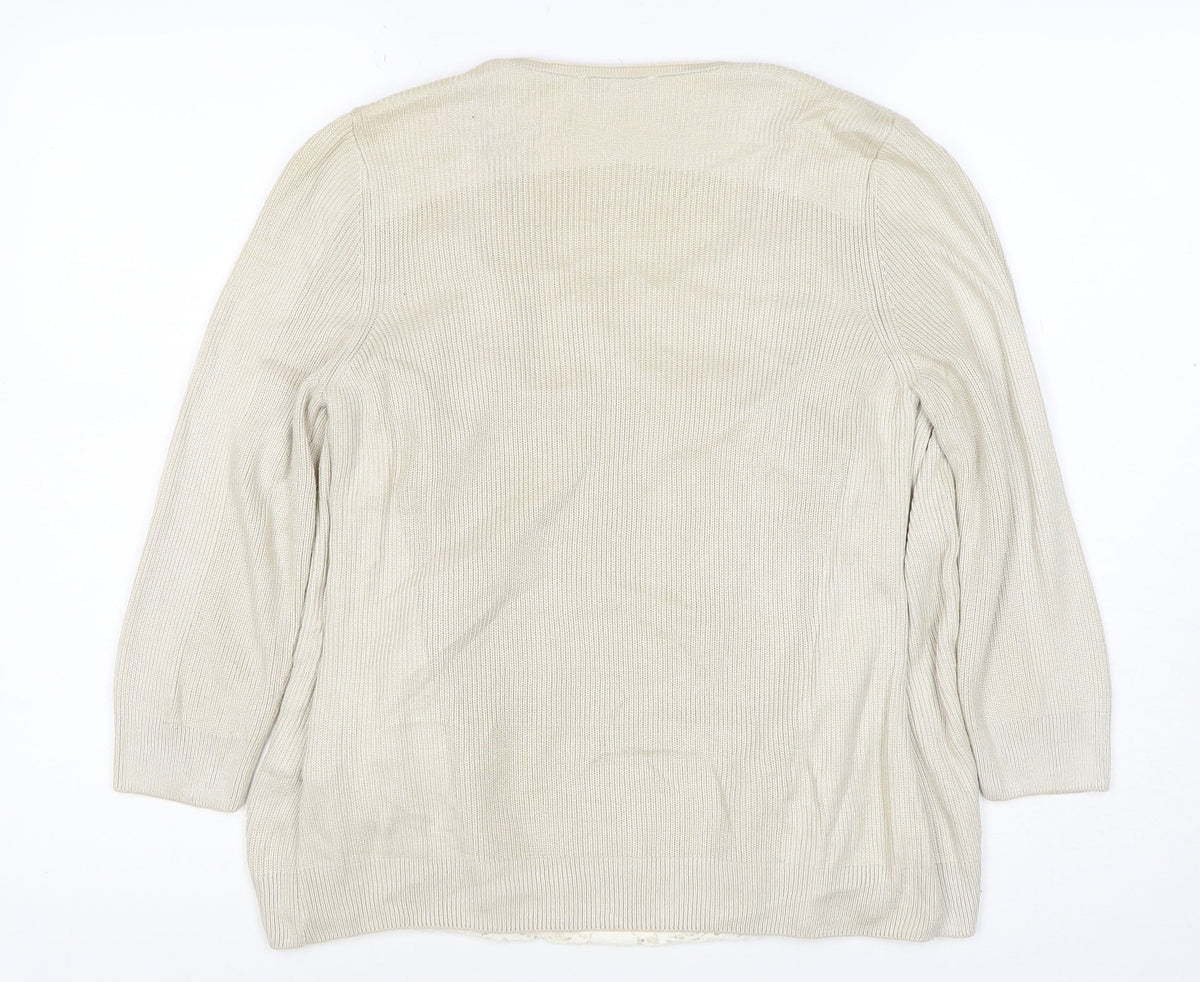 M&S Women’s Ivory Size 10 Open Knit Lace Front Cardigan