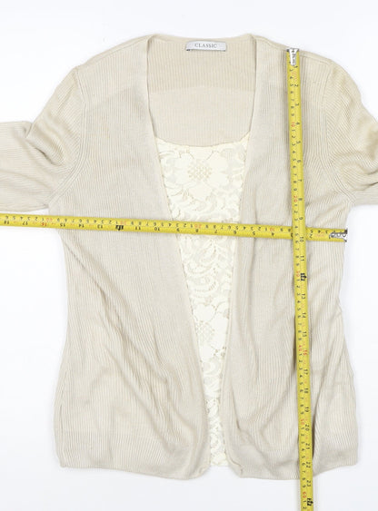 M&S Women’s Ivory Size 10 Open Knit Lace Front Cardigan