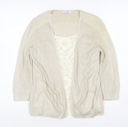 M&S Women’s Ivory Size 10 Open Knit Lace Front Cardigan