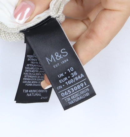 M&S Women’s Ivory Size 10 Open Knit Lace Front Cardigan
