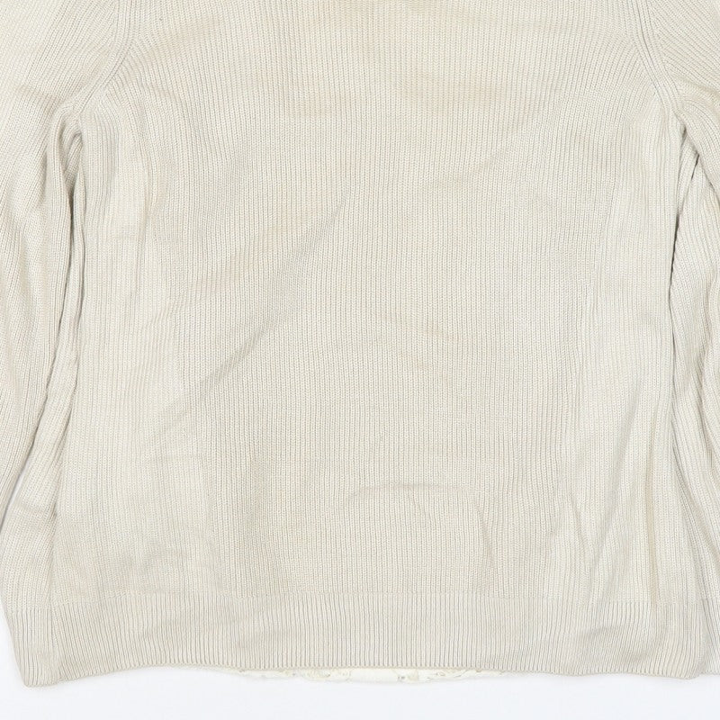 M&S Women’s Ivory Size 10 Open Knit Lace Front Cardigan