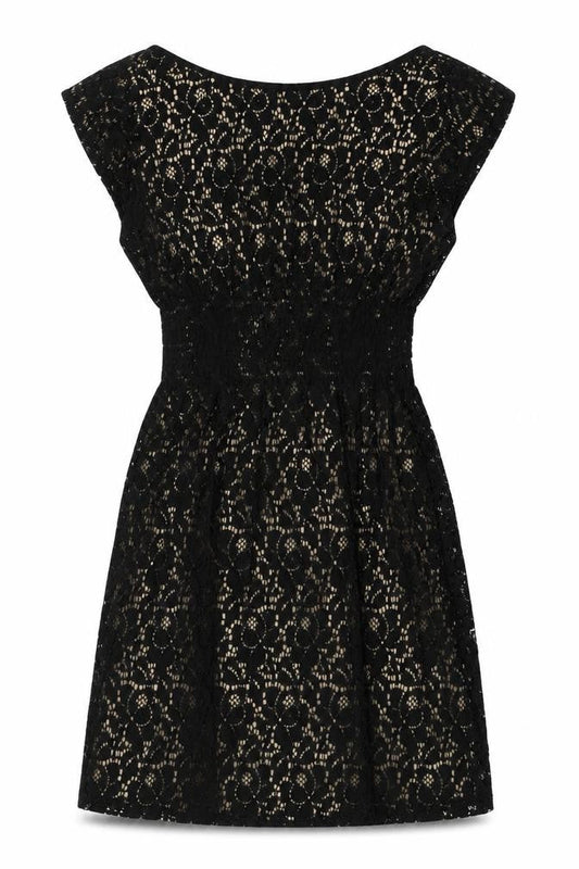 Pinky Women Black S Lace Fit & Flare Sleeveless Party Dress