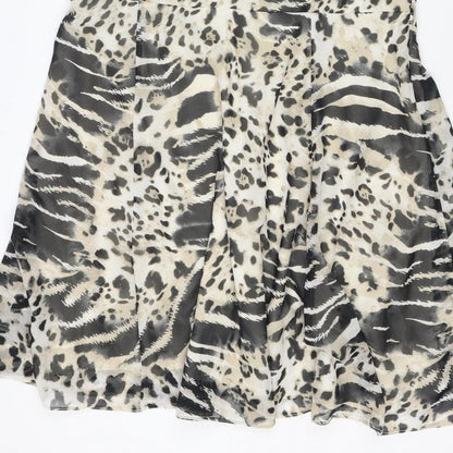 Wallis Women Beige Animal Print Size 16 Sleeveless Knee Length Shift Dress
