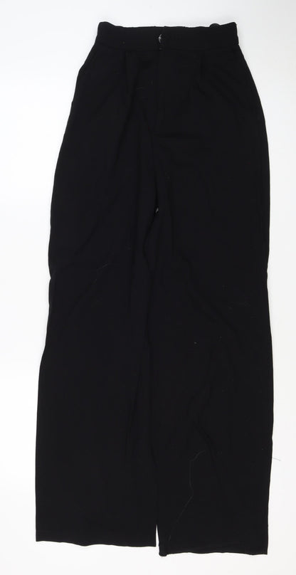 Stradivarius Women Black UK 8 Straight Leg Dress Trousers Stretch