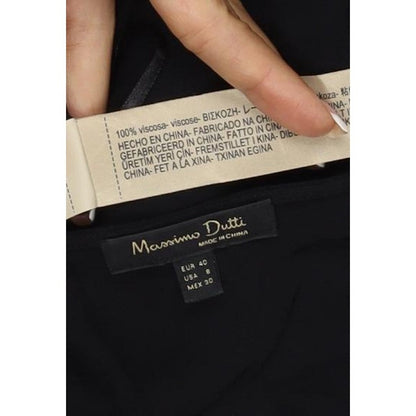 Massimo Dutti Women Black S Ruched Long Sleeve Shift Dress