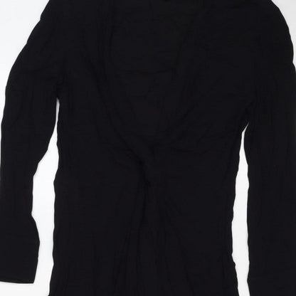 Massimo Dutti Women Black S Ruched Long Sleeve Shift Dress