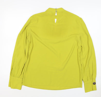 Dorothy Perkins Women Yellow Tall UK 8 High Neck Balloon Sleeve Blouse