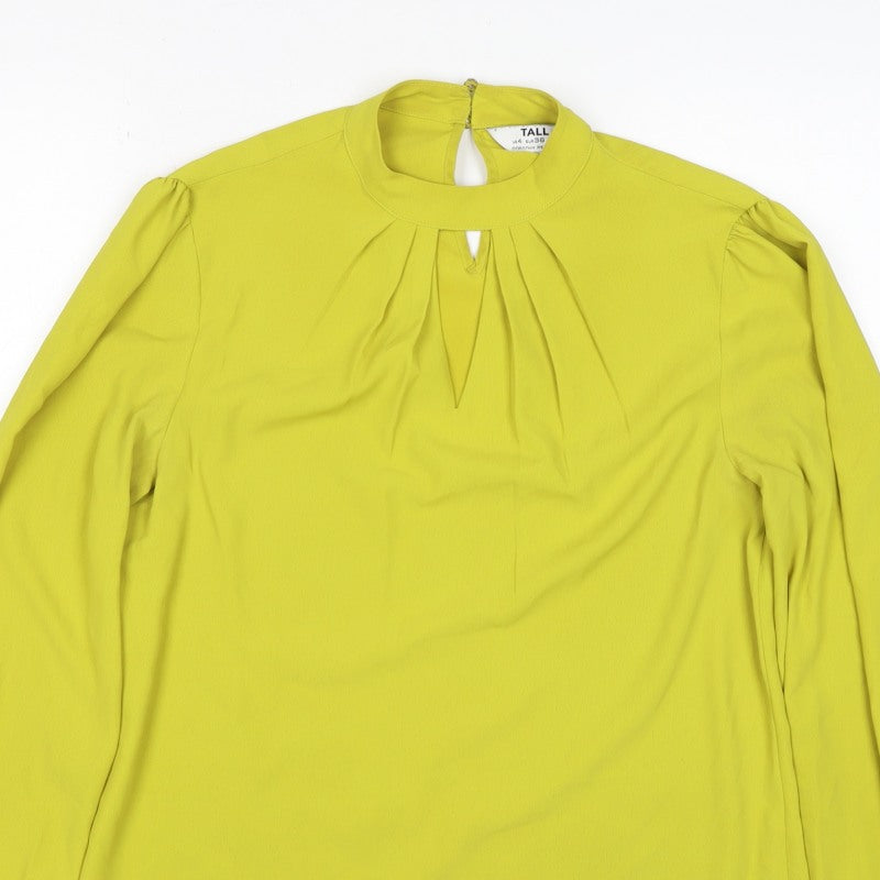 Dorothy Perkins Women Yellow Tall UK 8 High Neck Balloon Sleeve Blouse