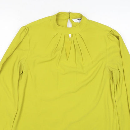 Dorothy Perkins Women Yellow Tall UK 8 High Neck Balloon Sleeve Blouse