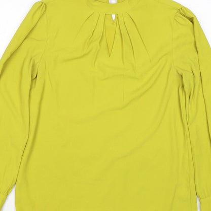 Dorothy Perkins Women Yellow Tall UK 8 High Neck Balloon Sleeve Blouse