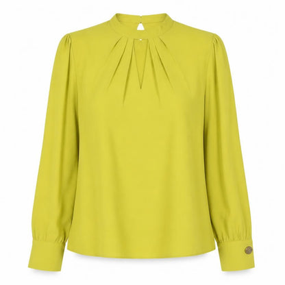 Dorothy Perkins Women Yellow Tall UK 8 High Neck Balloon Sleeve Blouse