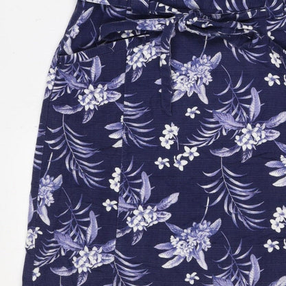 Oasis Women’s Blue Floral Midi Fit & Flare Tie Waist Dress UK 12