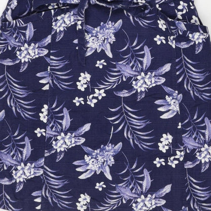 Oasis Women’s Blue Floral Midi Fit & Flare Tie Waist Dress UK 12