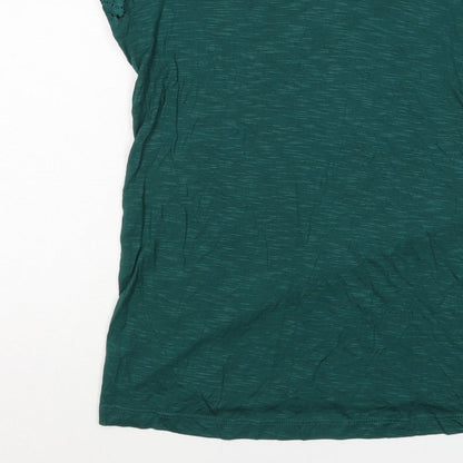 Dorothy Perkins Women Green Size 14 V-Neck Lace Sleeve T-Shirt