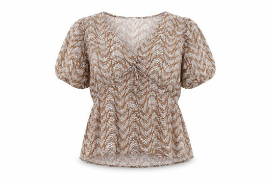 Marks and Spencer Women Brown Geometric V-Neck Wrap Blouse UK 16