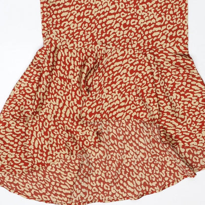PrettyLittleThing Women Red Animal Print Maxi Dress UK 6 Strappy