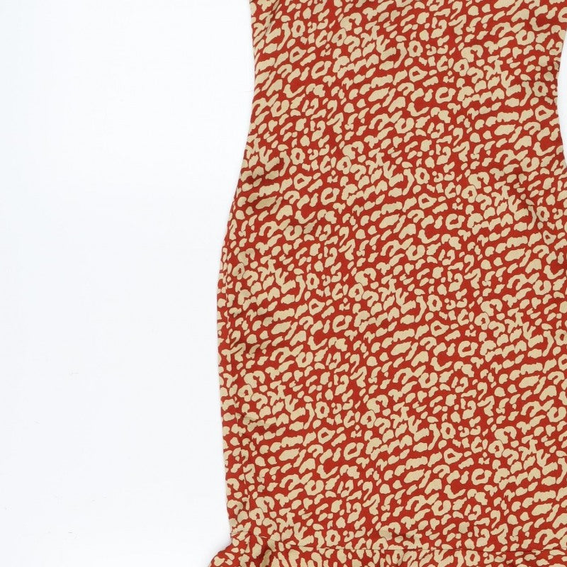 PrettyLittleThing Women Red Animal Print Maxi Dress UK 6 Strappy