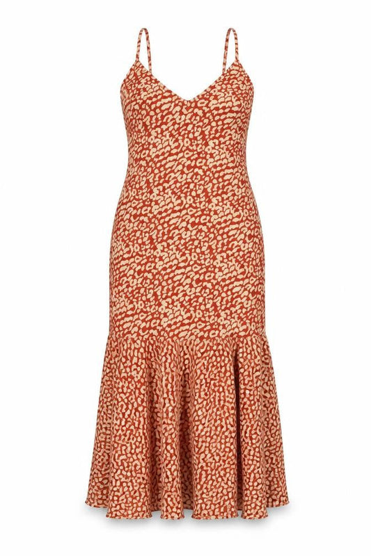 PrettyLittleThing Women Red Animal Print Maxi Dress UK 6 Strappy
