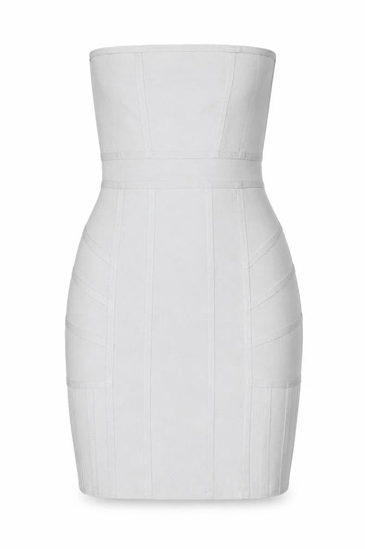 M Women Ivory UK 8 Bodycon Bandage Short Strapless Dress