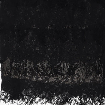Yumi Women Black Lace Feather Trim Shift Dress Size L Party Cocktail