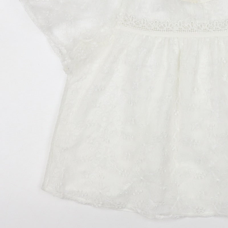 Mela London Women Ivory UK 14 Petite Embroidered Lace Floral Blouse