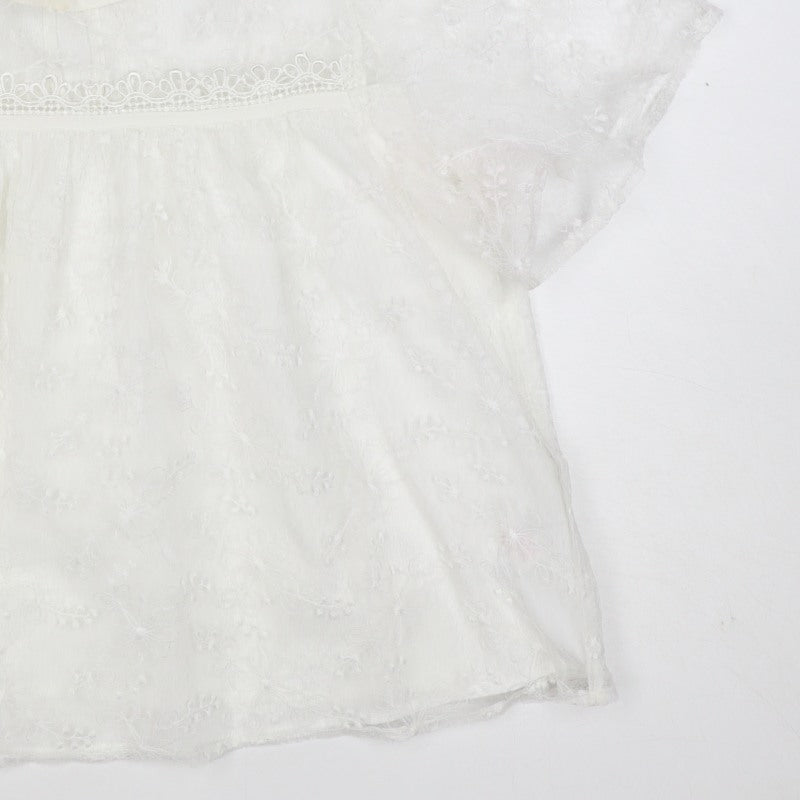 Mela London Women Ivory UK 14 Petite Embroidered Lace Floral Blouse