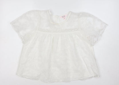 Mela London Women Ivory UK 14 Petite Embroidered Lace Floral Blouse