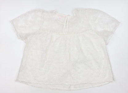 Mela London Women Ivory UK 14 Petite Embroidered Lace Floral Blouse